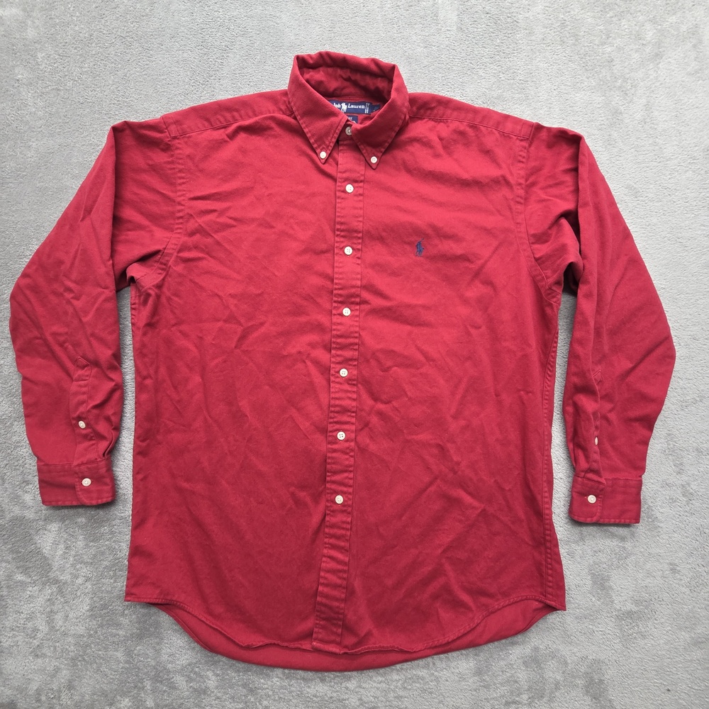 Ralph Lauren Shirt Mens M Red Twill Button-Up Long Sleeve Collared Classic Fit